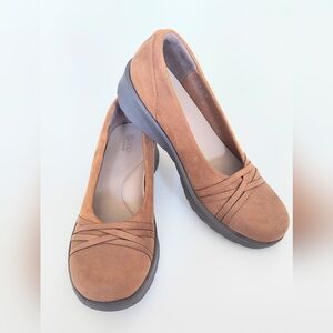 BZees Air Step by LifeStride Wedge Slip On Shoes Whiskey Tan Size 11M